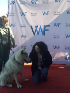 Author Kerry Gillard with Duma the wolf